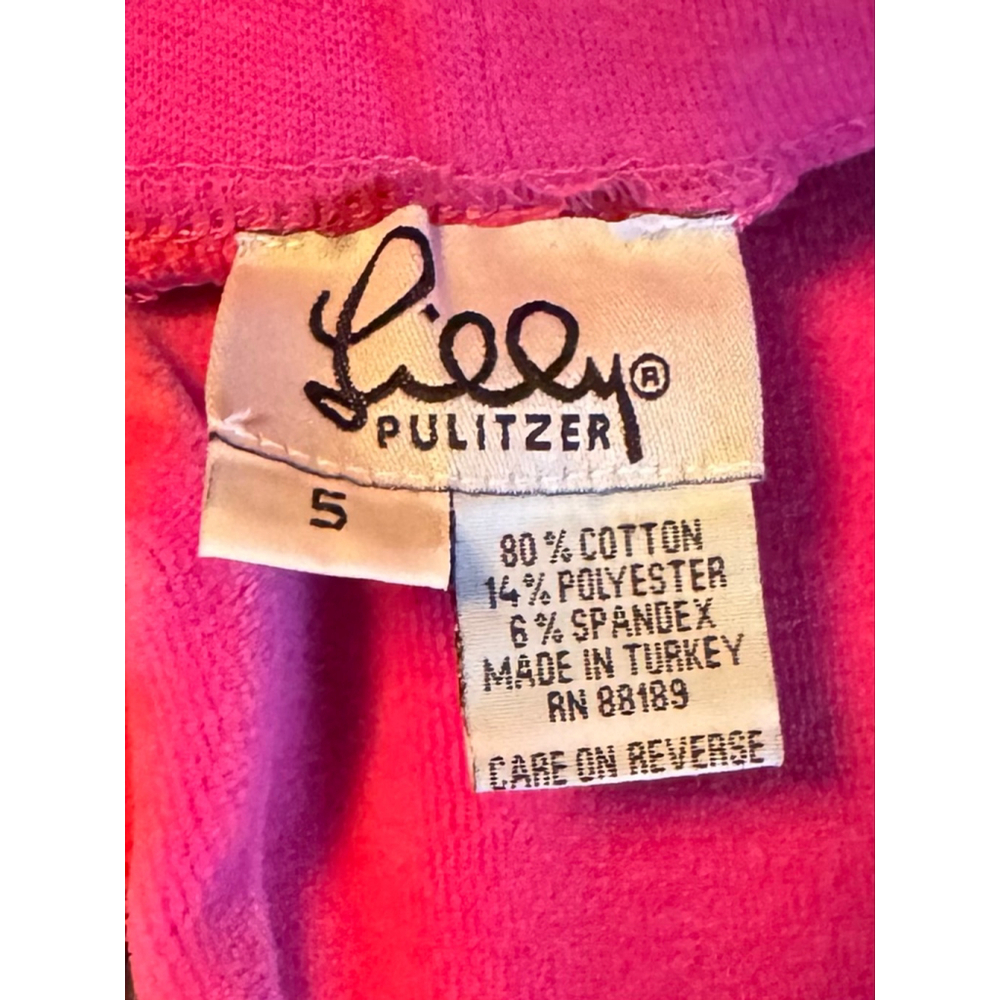 Beautiful Lilly Pulitzer Girl’s Pink Velour stretch pants size 5 - Picture 3 of 4